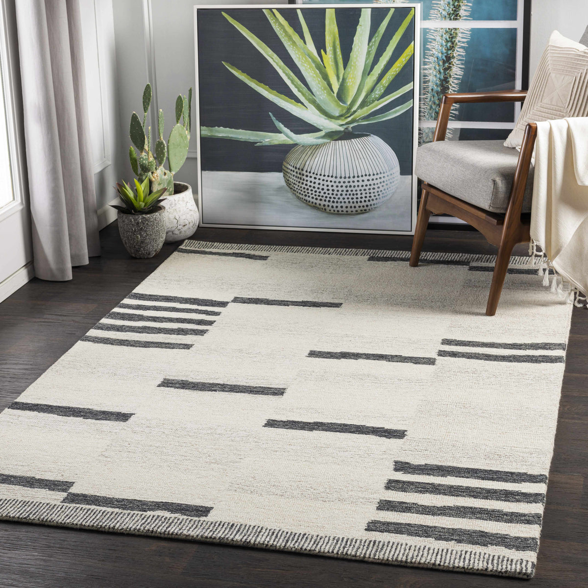 Hauteloom Aibonito AIB Charcoal Hand Tufted Wool Rug