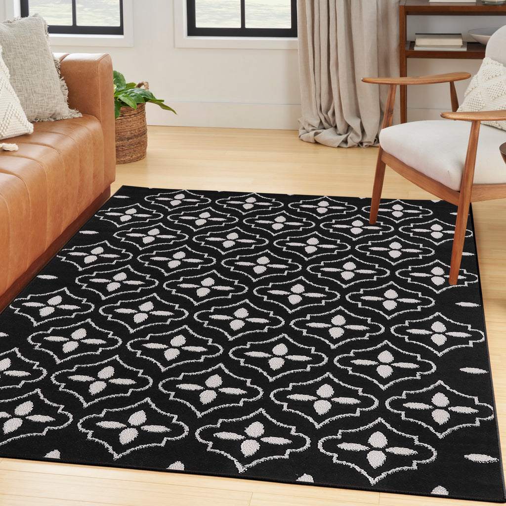 nourison nourison essentials nre04 black ivory rug