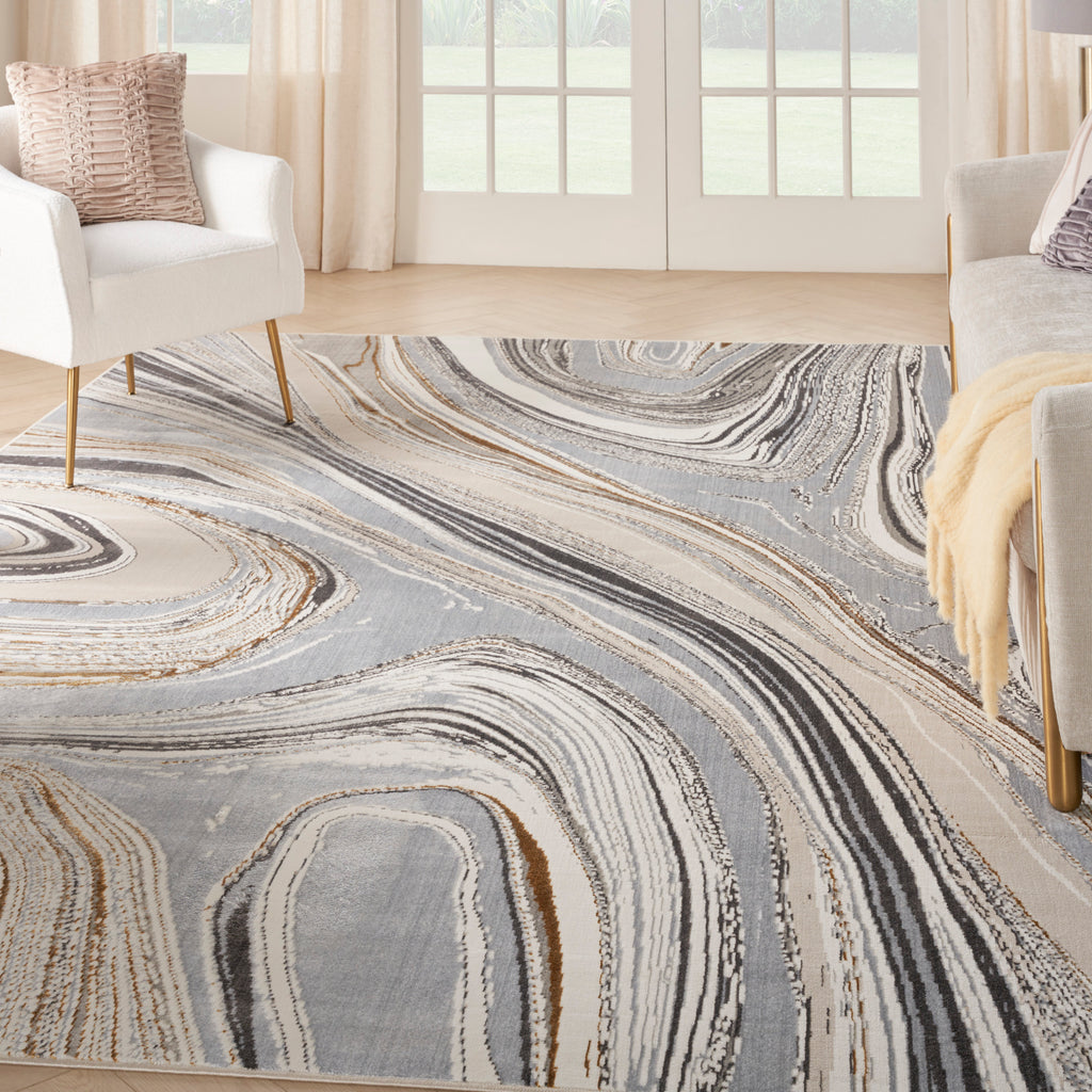 nourison glitz glz21 grey gold rug