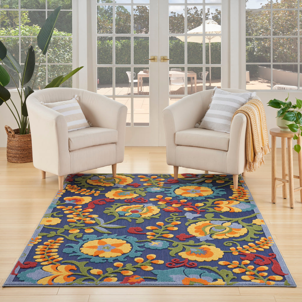 nourison aloha alh17 navy multicolor rug