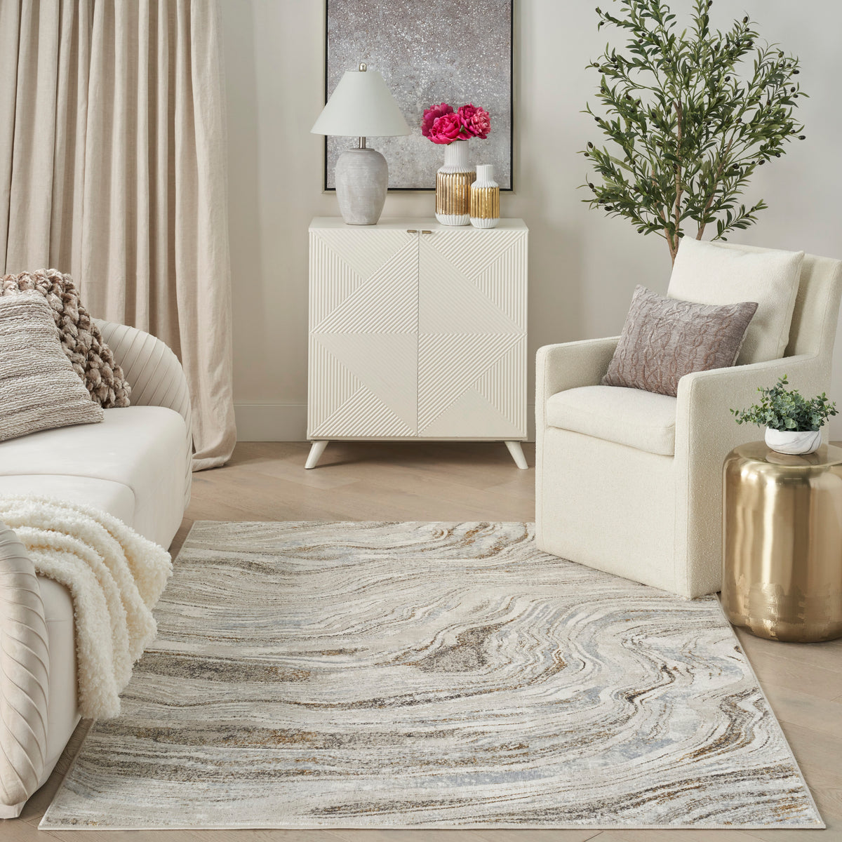 nourison glitz glz22 grey gold rug