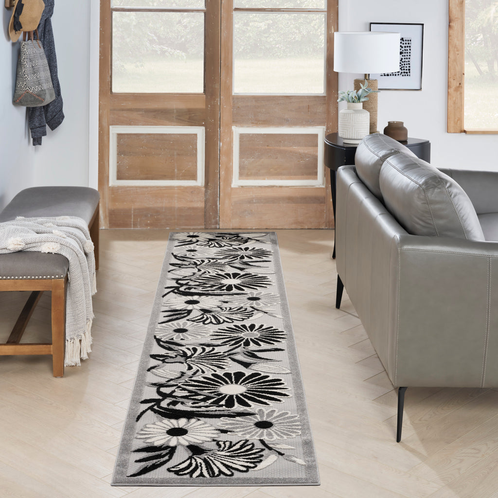 nourison aloha alh33 black white rug