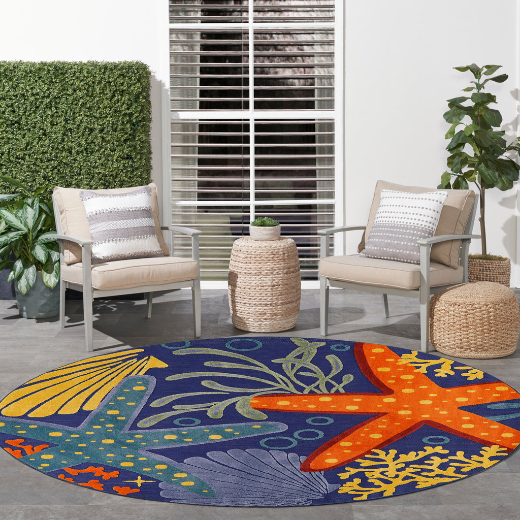 nourison aloha alh24 navy multicolor rug
