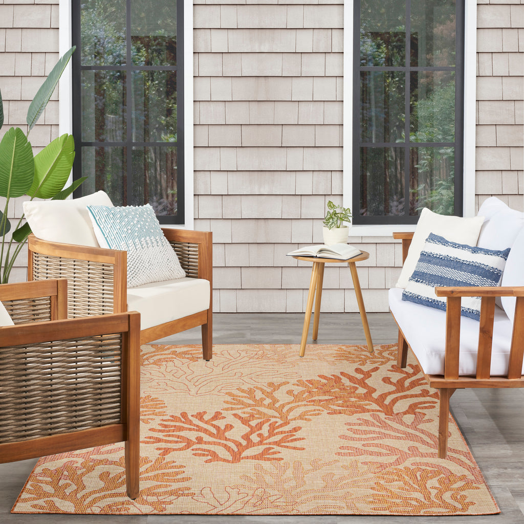 nourison garden oasis goa05 coral rug