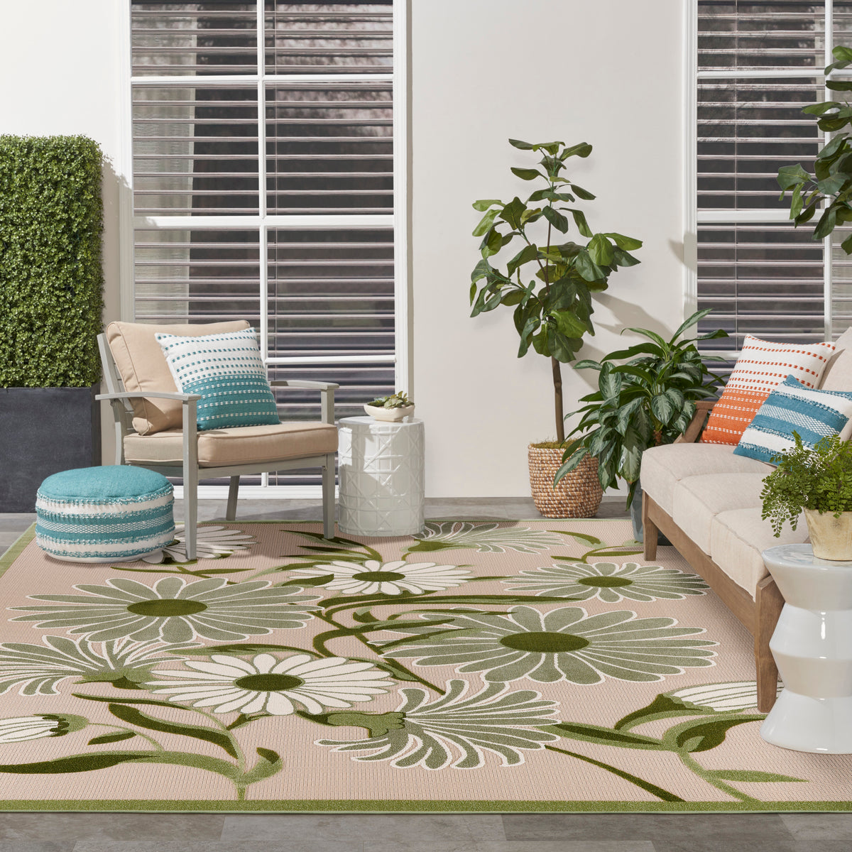 nourison aloha alh33 ivory green rug