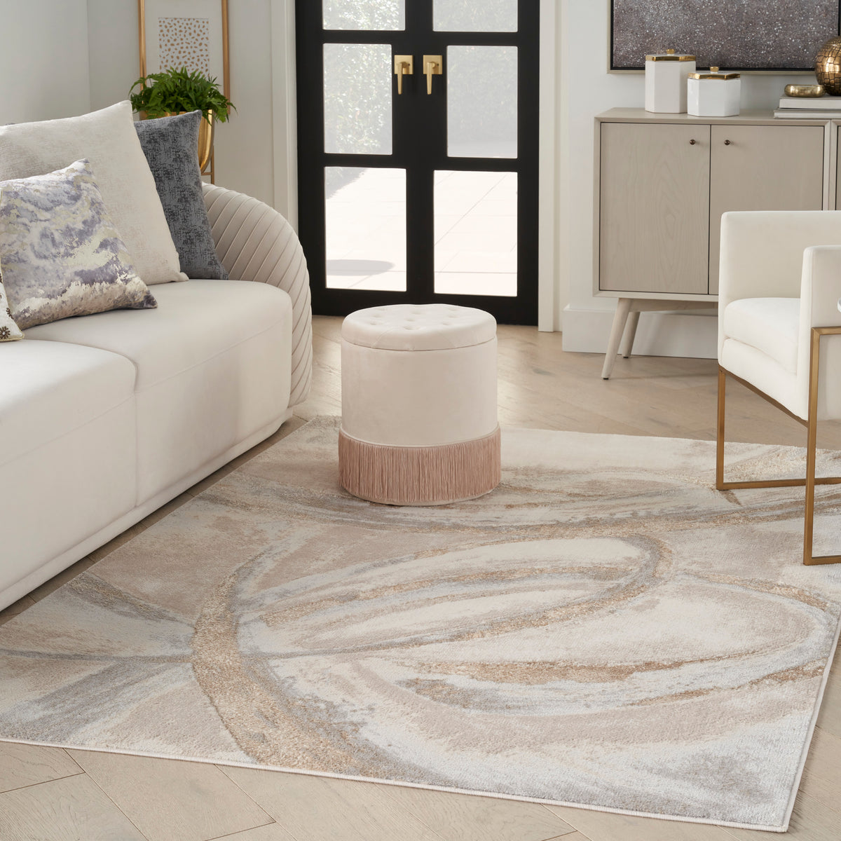 nourison brushstrokes bsk01 beige grey rug