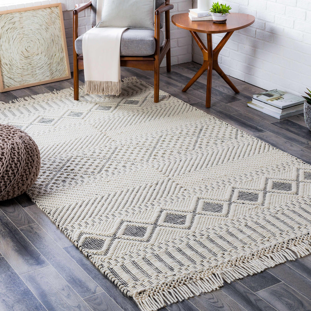 Hauteloom Blakeview BLKV Black Woven/Flatwoven NZ Wool Rug