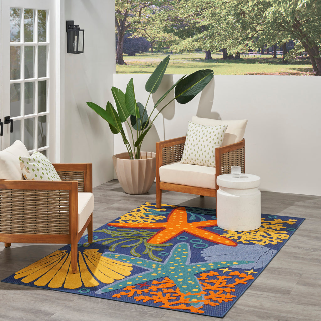 nourison aloha alh24 navy multicolor rug