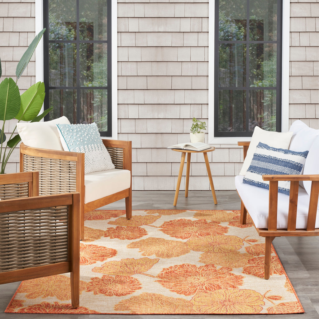 nourison garden oasis goa04 coral rug