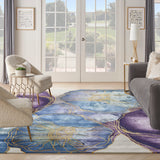nourison prismatic prs32 blue gold rug