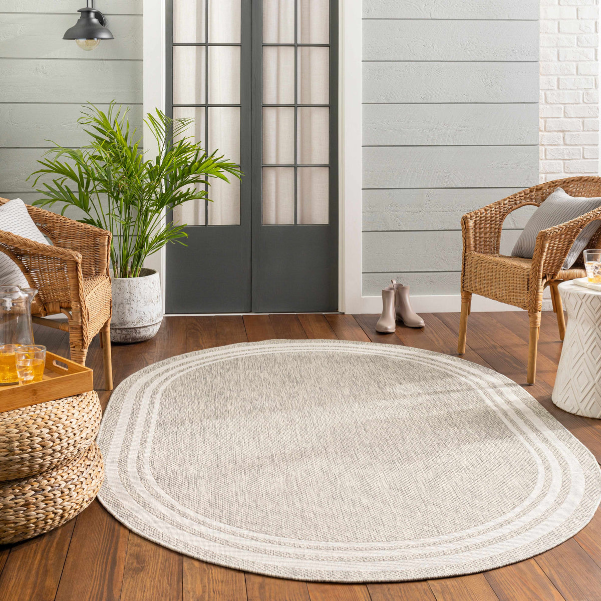 Hauteloom Burradoo BRRVC Gray Machine Made Polypropylene Rug