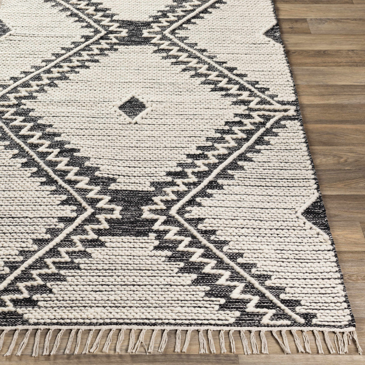 Hauteloom Brownhills BRWNH Black Woven/Flatwoven Cotton Rug