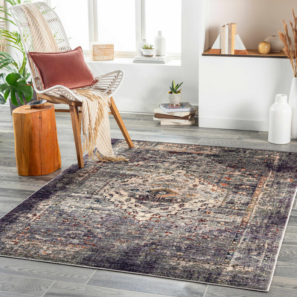 Hauteloom Basiad BSD Dark Purple Machine Made Polyester Rug