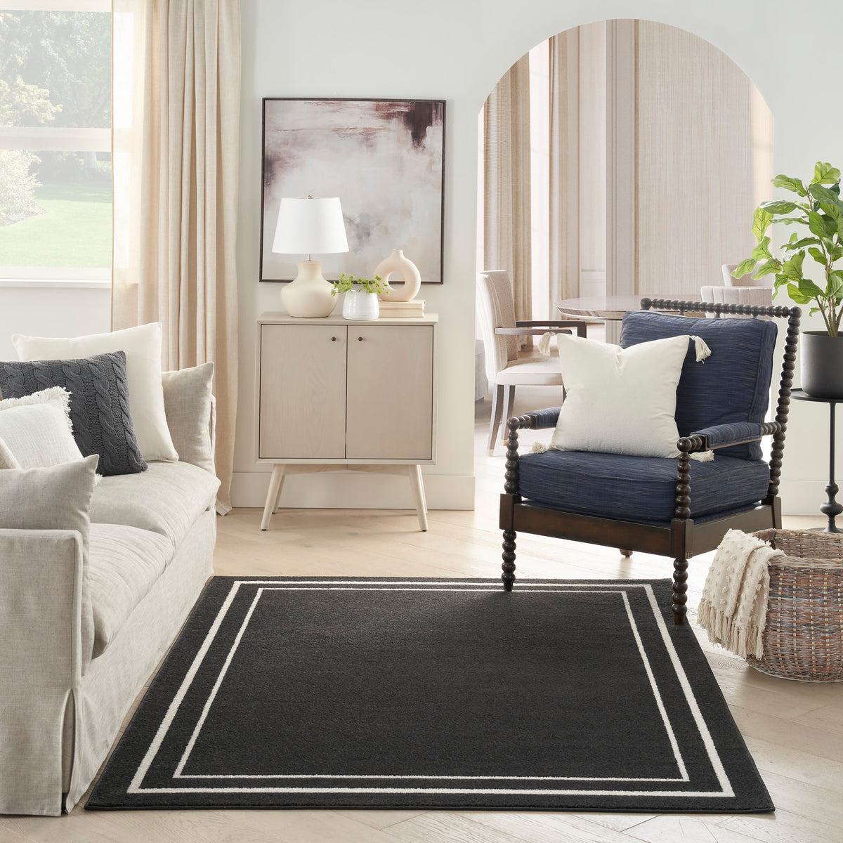 nourison nourison essentials nre02 black ivory rug