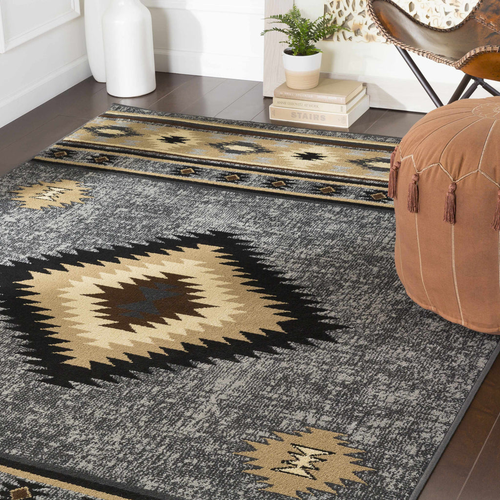 Hauteloom Buckhaven BUCKH Charcoal Machine Made Polypropylene Rug