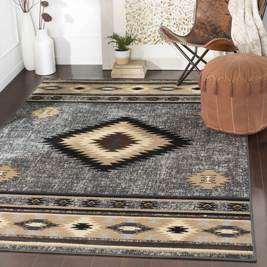 Hauteloom Buckhaven BUCKH Charcoal Machine Made Polypropylene Rug