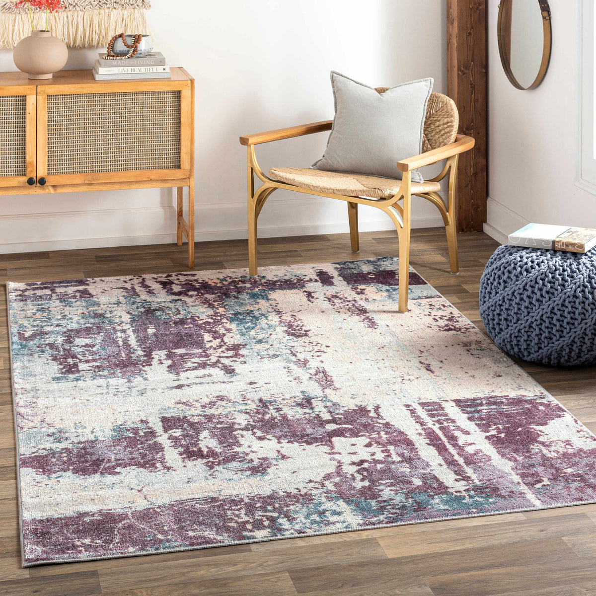 Hauteloom Busia BUSI Dark Purple Machine Made Polyester Rug