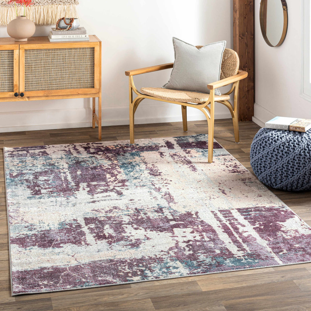Hauteloom Busia BUSI Dark Purple Machine Made Polyester Rug