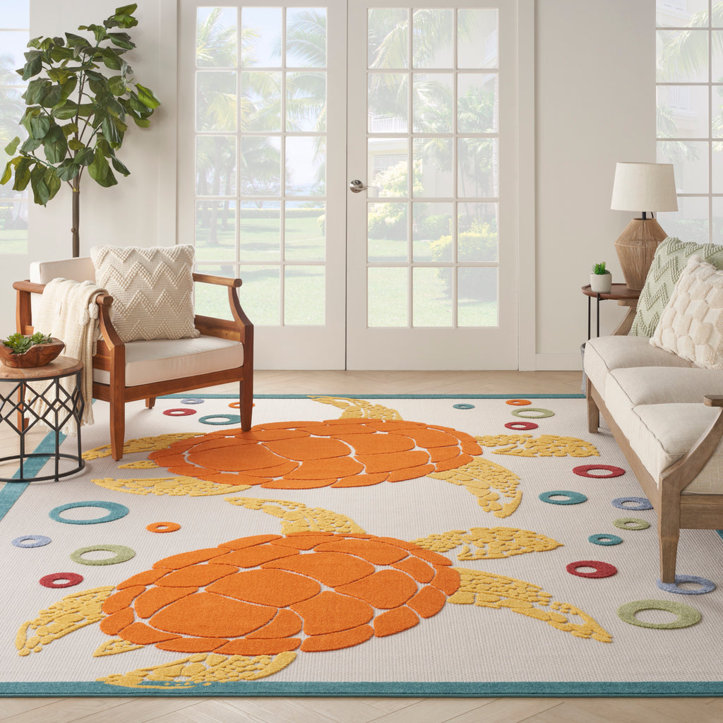 nourison aloha alh27 teal multi rug