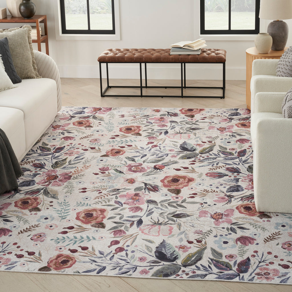 nourison nourison washables nwb01 ivory pink rug