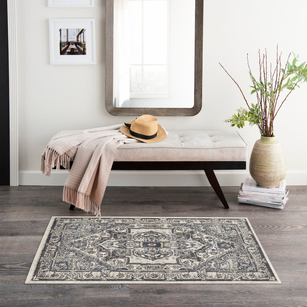 nourison quarry qua18 ivory navy rug