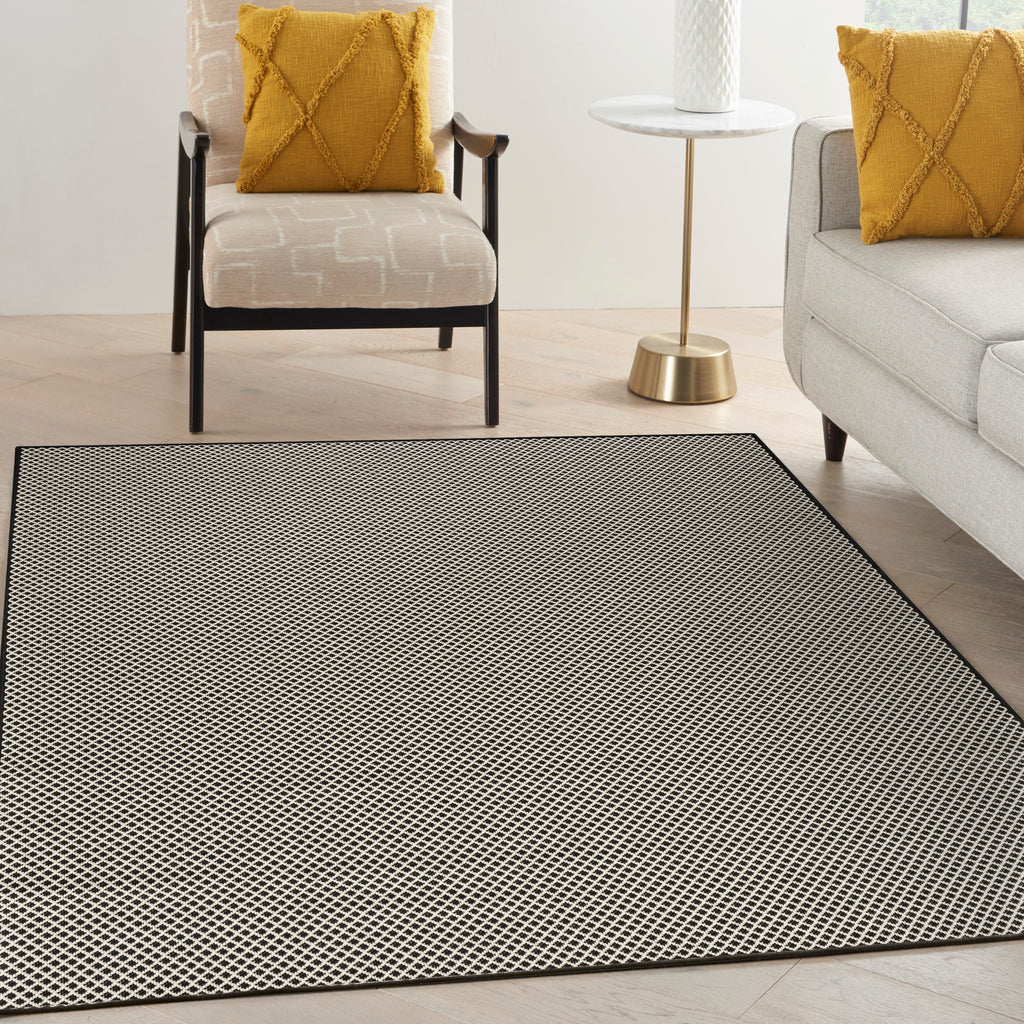 nourison courtyard cou01 black white rug