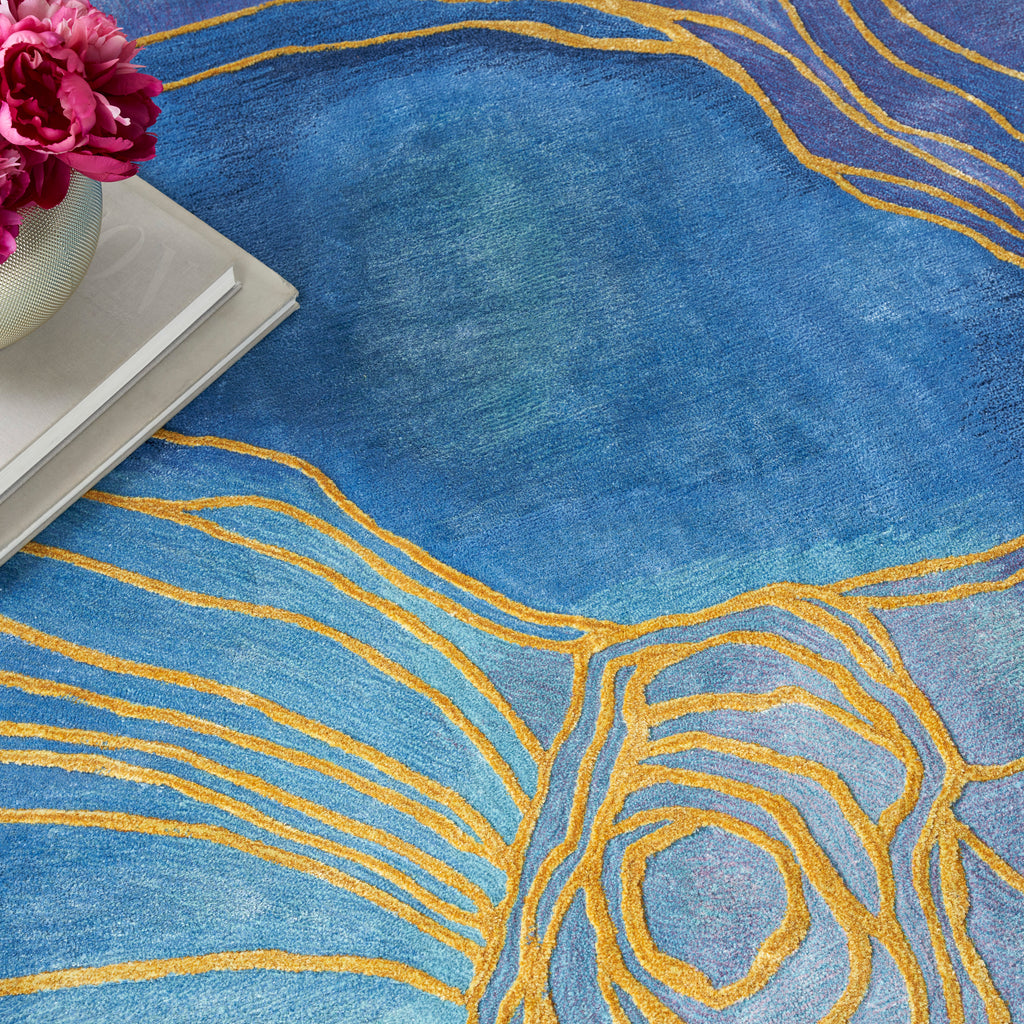 nourison prismatic prs32 blue gold rug