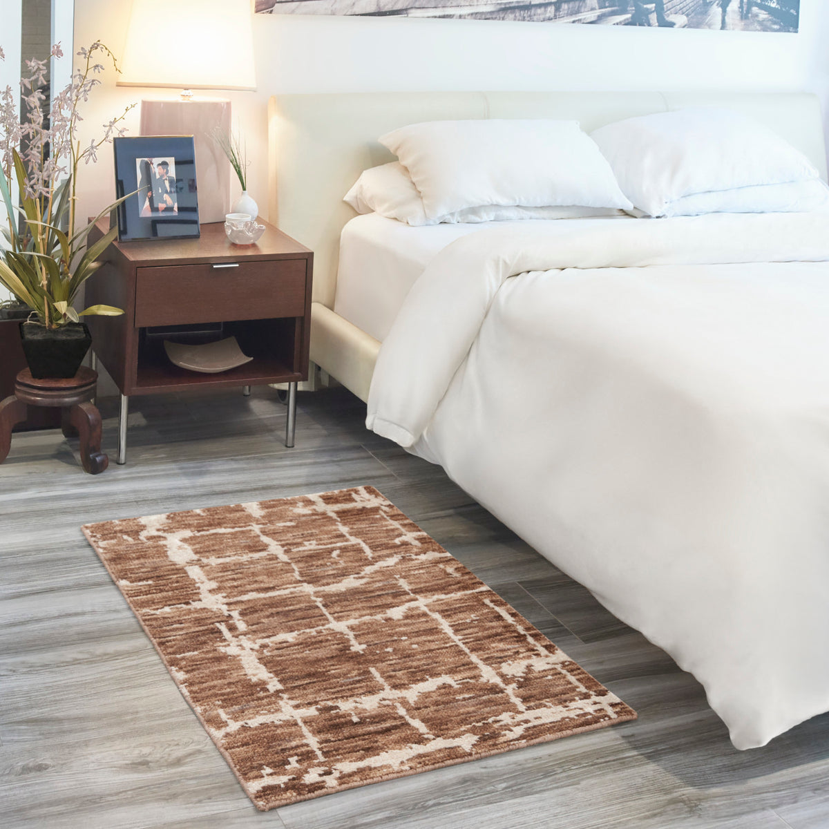 nourison luna lun02 mocha ivory rug