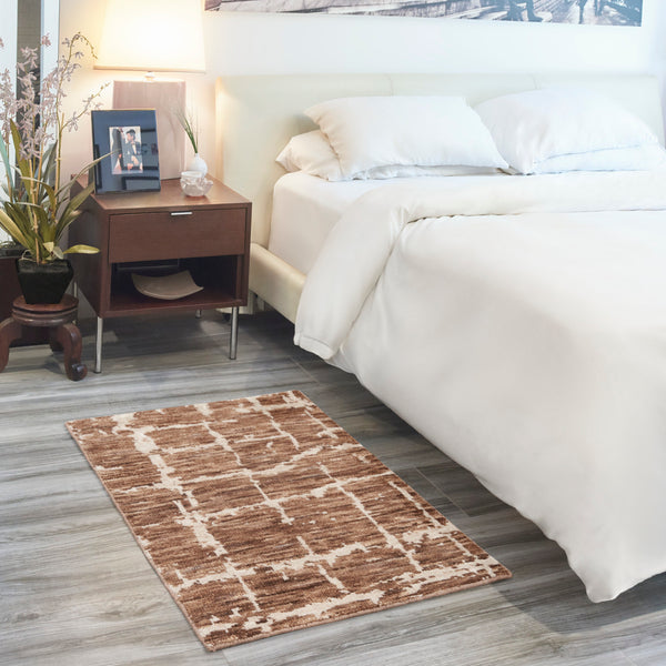 nourison luna lun02 mocha ivory rug