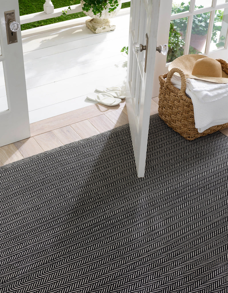 dash albert herringbone da971 black rug