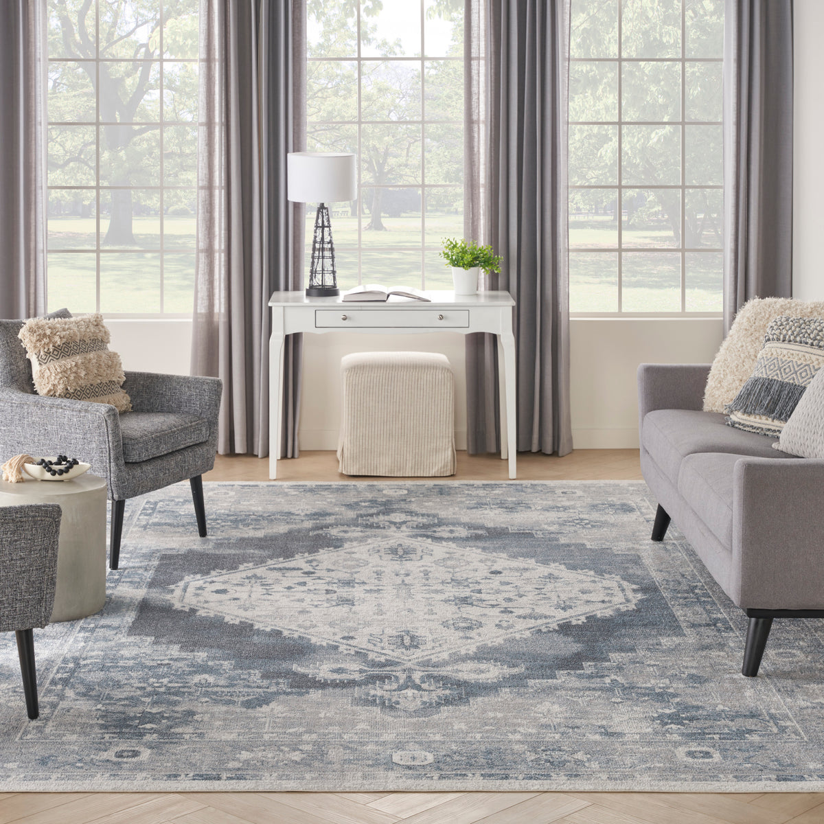 nourison astra machine washable asw11 blue ivory rug