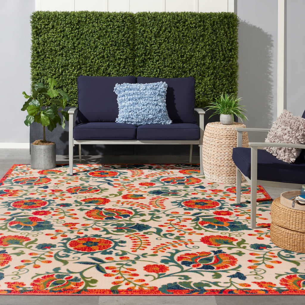 nourison aloha alh17 red multicolor rug