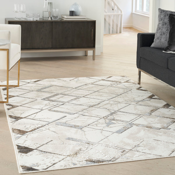 nourison glitz glz02 ivory grey rug