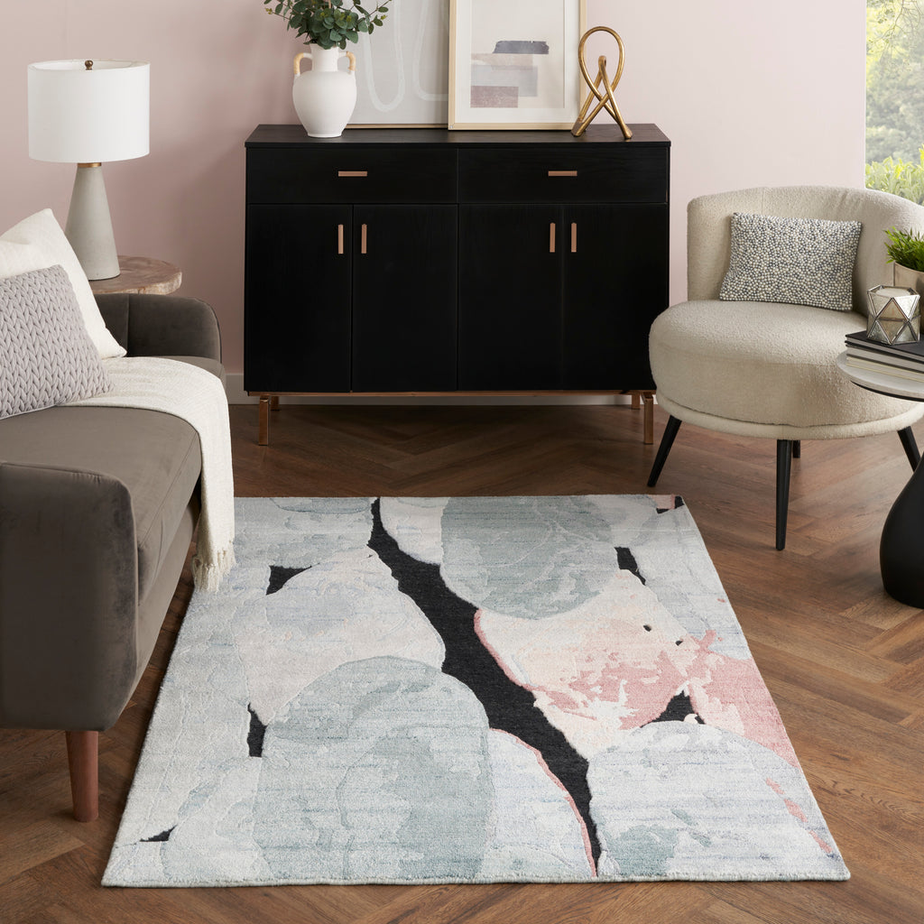nourison silk shadows sha25 blue pink rug