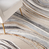 nourison glitz glz21 grey gold rug