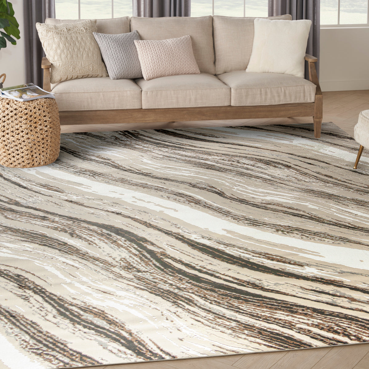 nourison sustainable trends sut05 beige grey rug