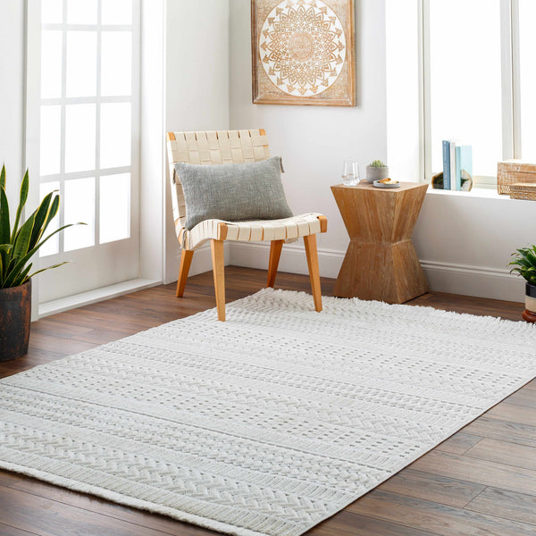 Hauteloom Limited Edition CIRA01 White Machine Made Polyester Rug