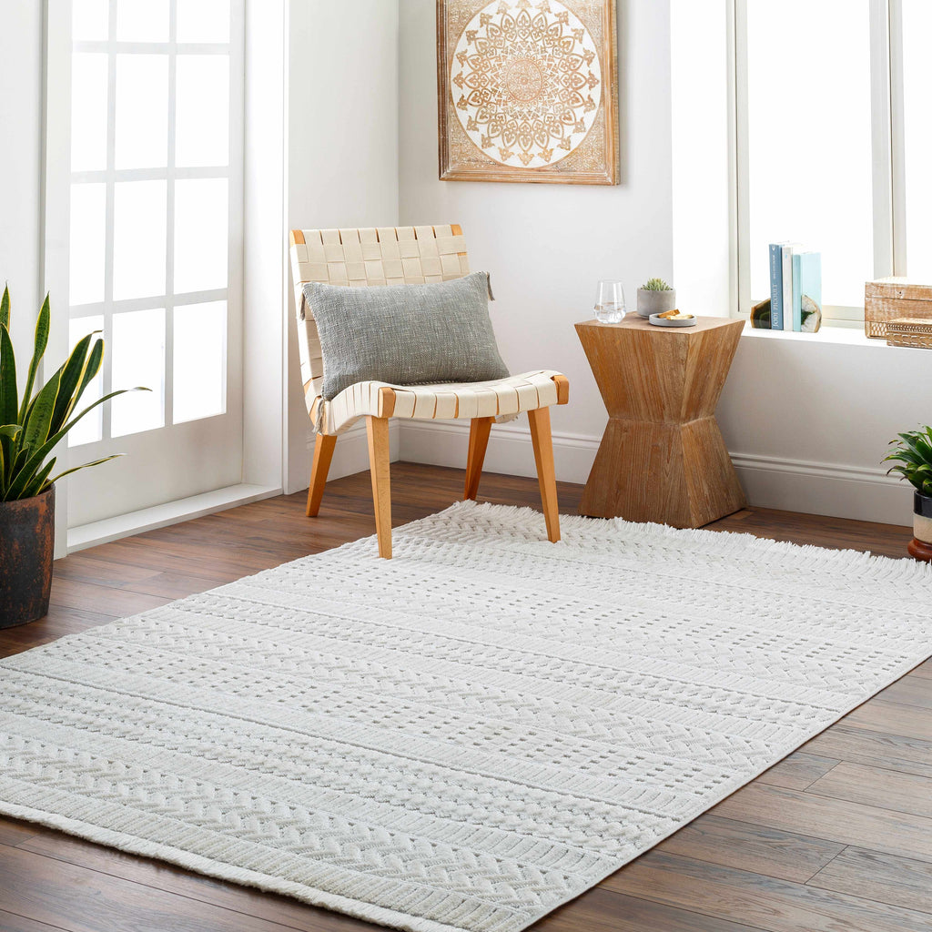 Hauteloom Limited Edition CIRA01 White Machine Made Polyester Rug
