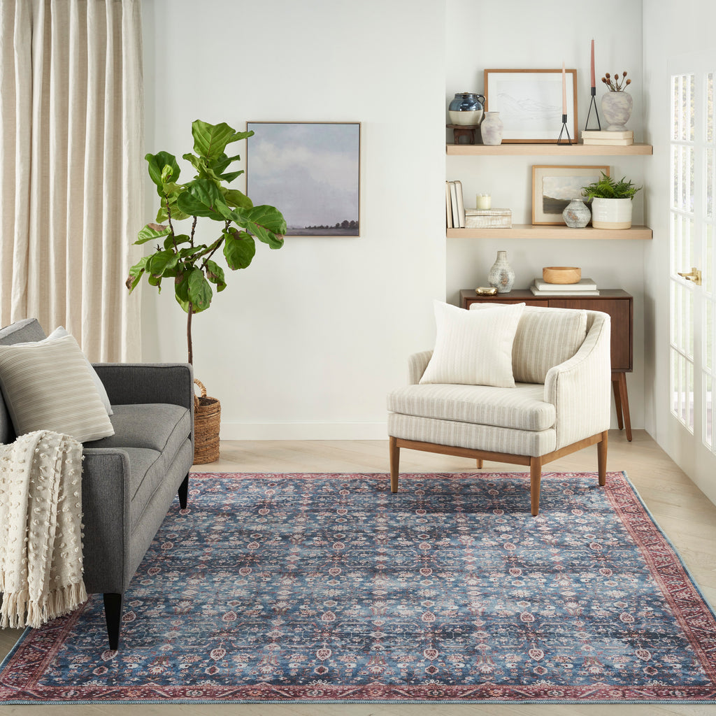 nourison grand washables grw06 blue brick rug
