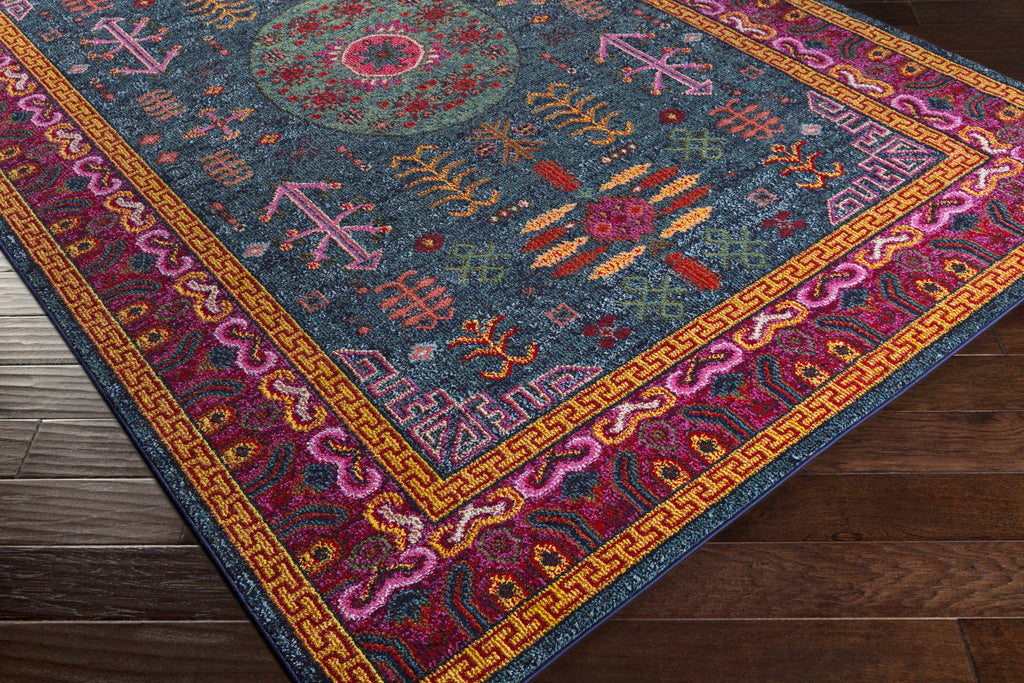 Hauteloom Cleveland CLE Teal Machine Made Polypropylene Rug