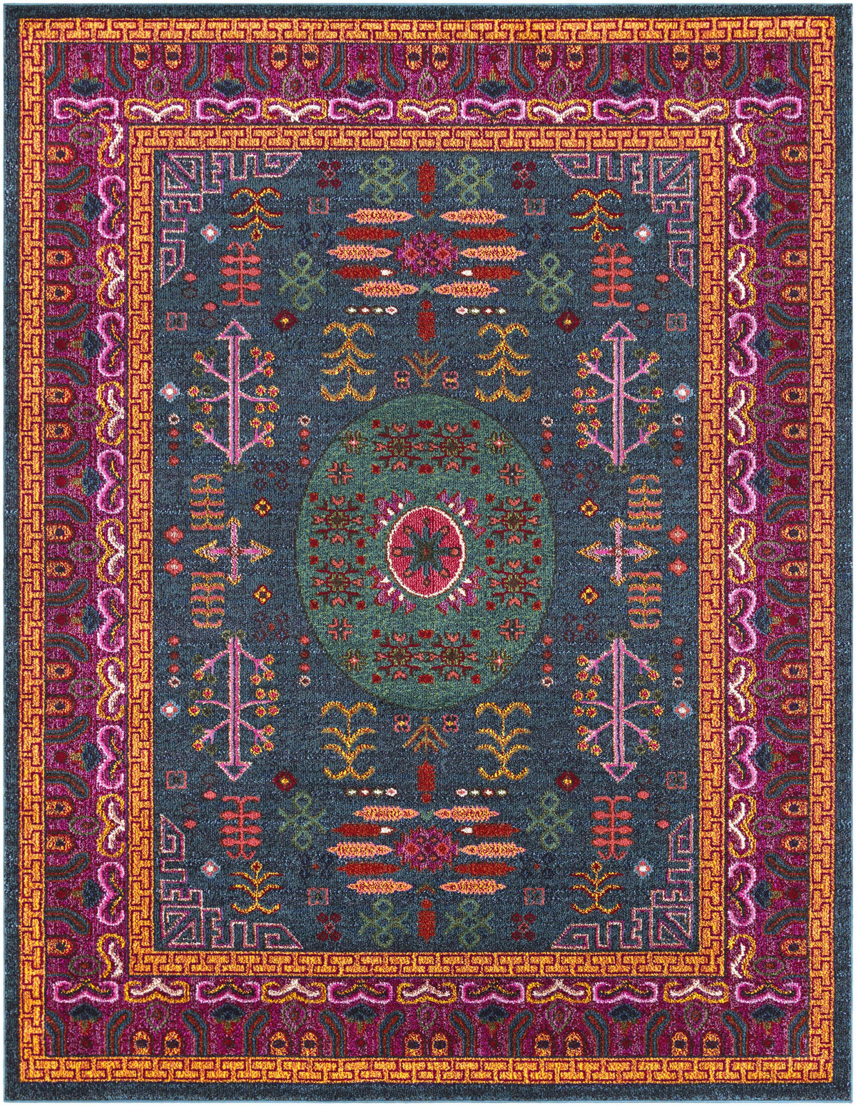Hauteloom Cleveland CLE Teal Machine Made Polypropylene Rug