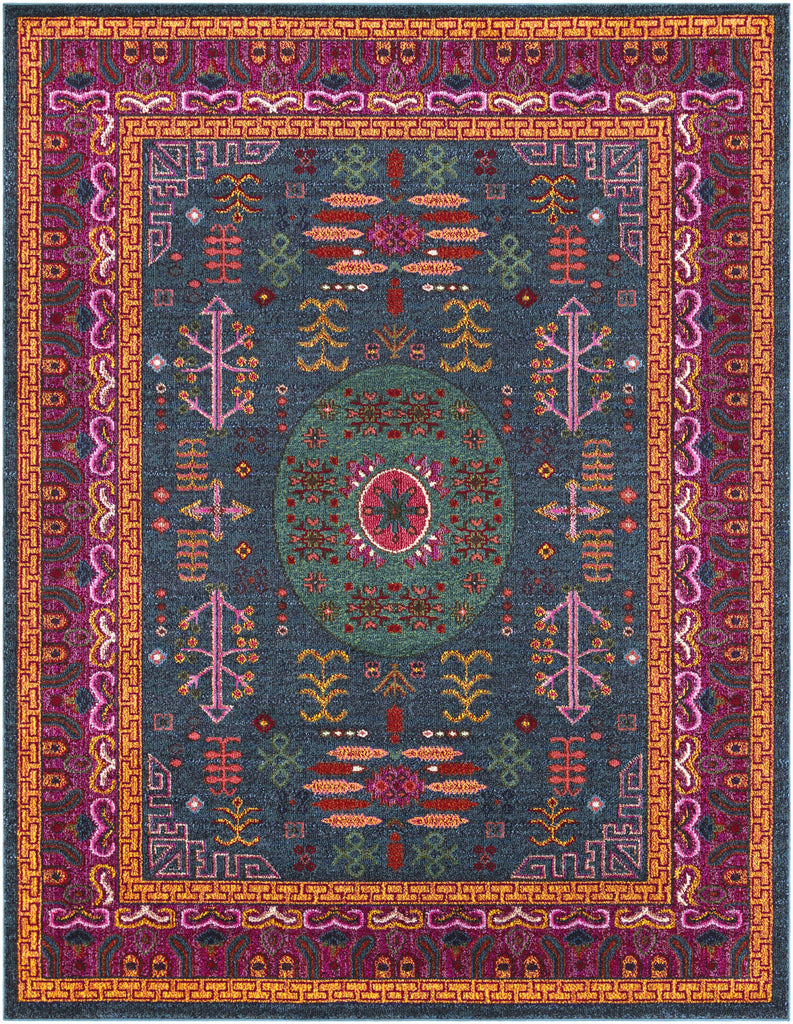 Hauteloom Cleveland CLE Teal Machine Made Polypropylene Rug
