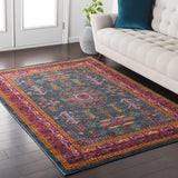 Hauteloom Cleveland CLE Teal Machine Made Polypropylene Rug