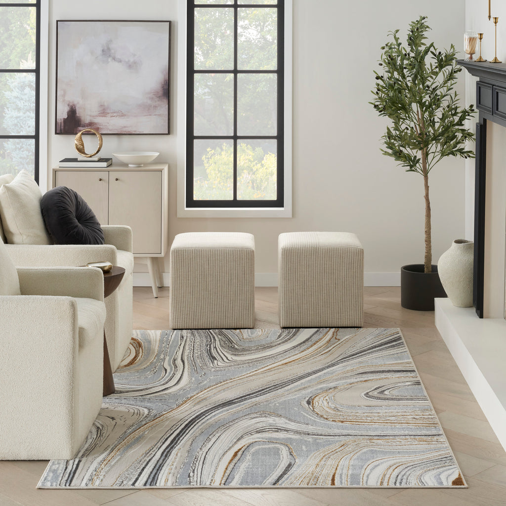 nourison glitz glz21 grey gold rug