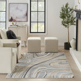 nourison glitz glz21 grey gold rug