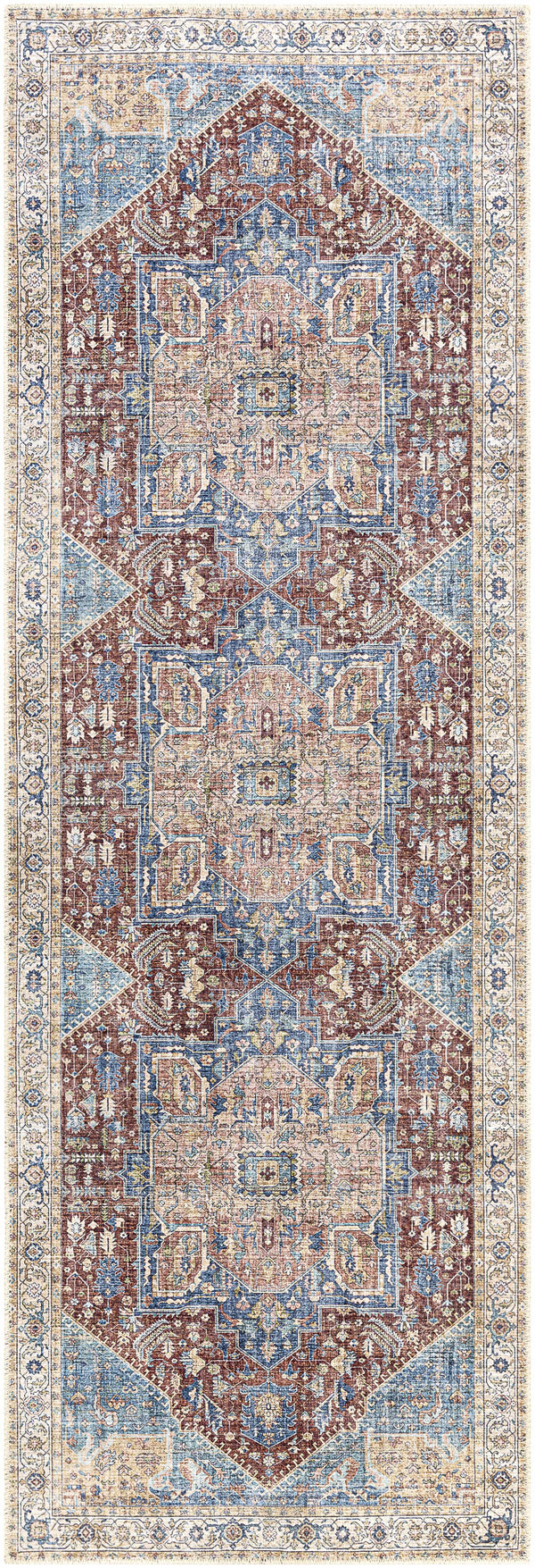 Hauteloom Como COMO Blue Machine Made Chenille-Polyester Rug