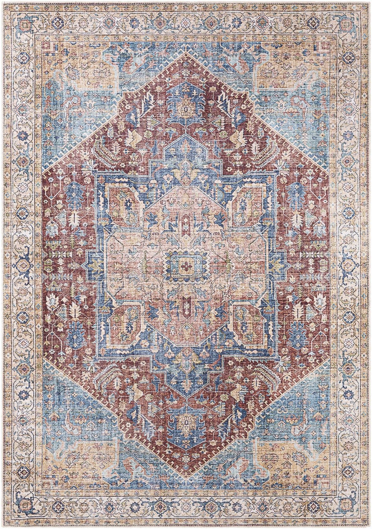 Hauteloom Como COMO Blue Machine Made Chenille-Polyester Rug