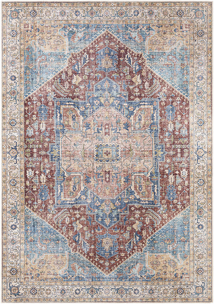 Hauteloom Como COMO Blue Machine Made Chenille-Polyester Rug