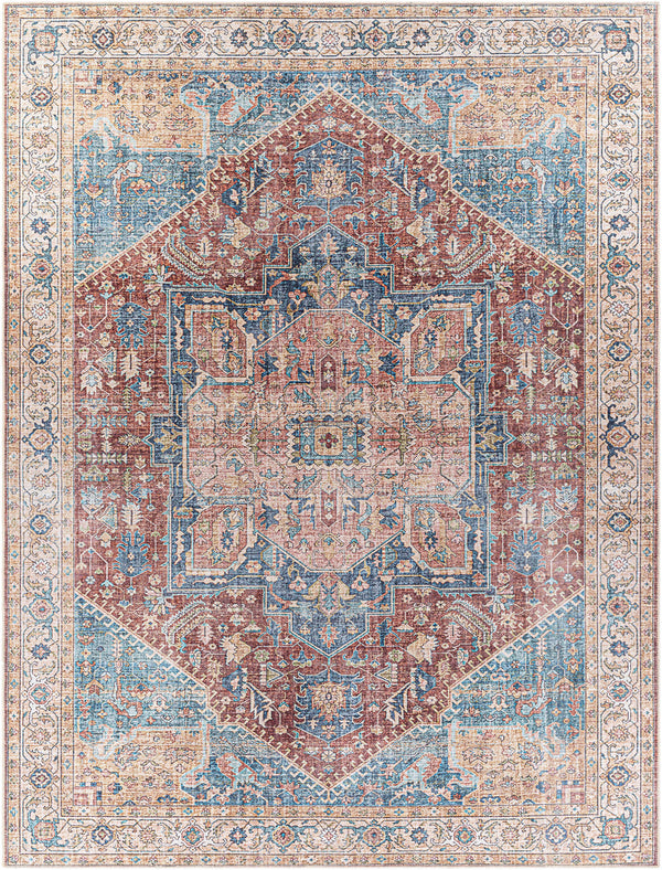 Hauteloom Como COMO Blue Machine Made Chenille-Polyester Rug