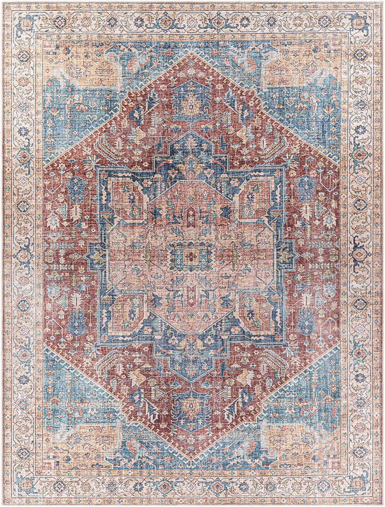 Hauteloom Como COMO Blue Machine Made Chenille-Polyester Rug